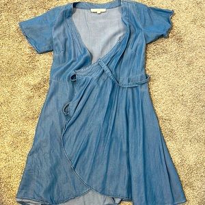 Denim wrap dress; Loft Size 2